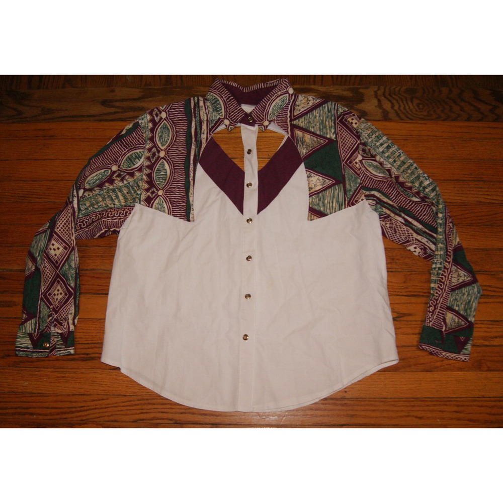 Vintage 90s Roughrider By Circle T Womans XL Western Shirt Aztec Rodeo Cowgirl